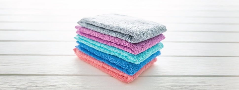 set of coloured coding microfibre cloths